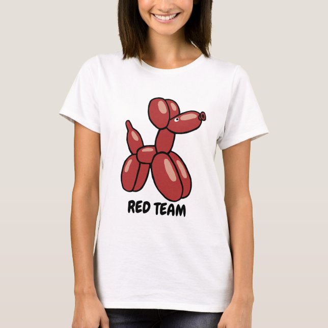 Camiseta Design vermelho do cão do balão do divertimento (Frente)