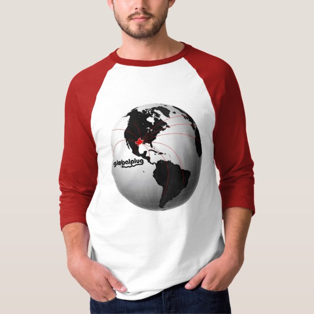 Camiseta design vermelho do globo do T TX do basebol do (Frente)