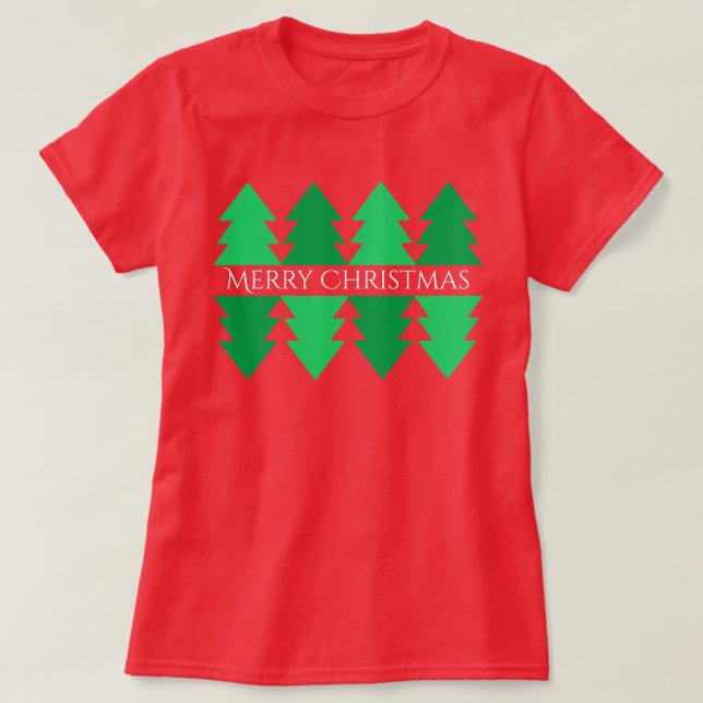 Camiseta Design Vermelho Verde de Natal Simples (Frente do Design)