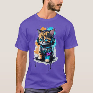 Camiseta Design vetor do Groove Feline de um Kit Cute