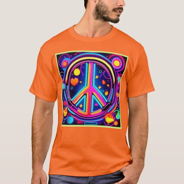 Camiseta Design Vibrante de Símbolo da Paz (Frente)