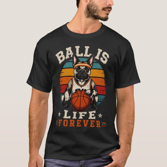 Camiseta Design Vintage Bulldog Francês Basquetebol (Frente)
