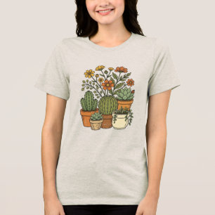 Camiseta Design Vintage de Cacto e Flores Silvestres dos An