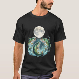 Camiseta Design Vintage de Pescador de Bluegill com Lua Uiv