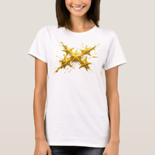 Camiseta Design Visual Abstrato de Estrelas Douradas Tendên
