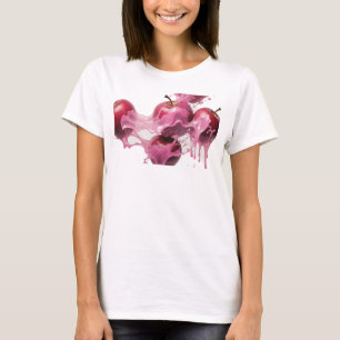Camiseta Design Visual Abstrato Rosa de Maçã na Moda