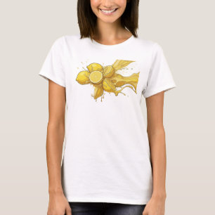 Camiseta Design Visual de Limões Abstratos Dourados Edgy