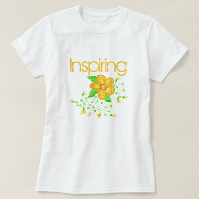 Camiseta Designer de Arte Floral Amarelo (Frente do Design)