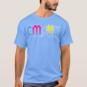 Camiseta Designer de banda de rock CMYK retrô