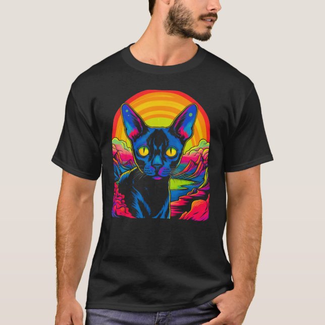 Camiseta Designer de Gatos Sphynx Hairless (Frente)