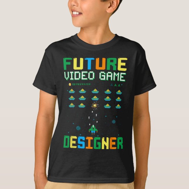 Camiseta Designer de Jogos de Vídeo Para Crianças1 (Frente)