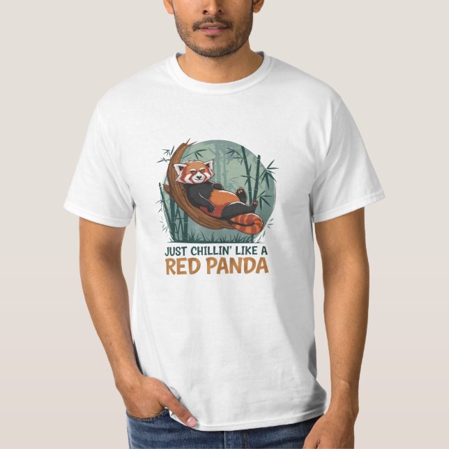 Camiseta Designs Adoráveis de Panda Vermelha Negrito (Frente)