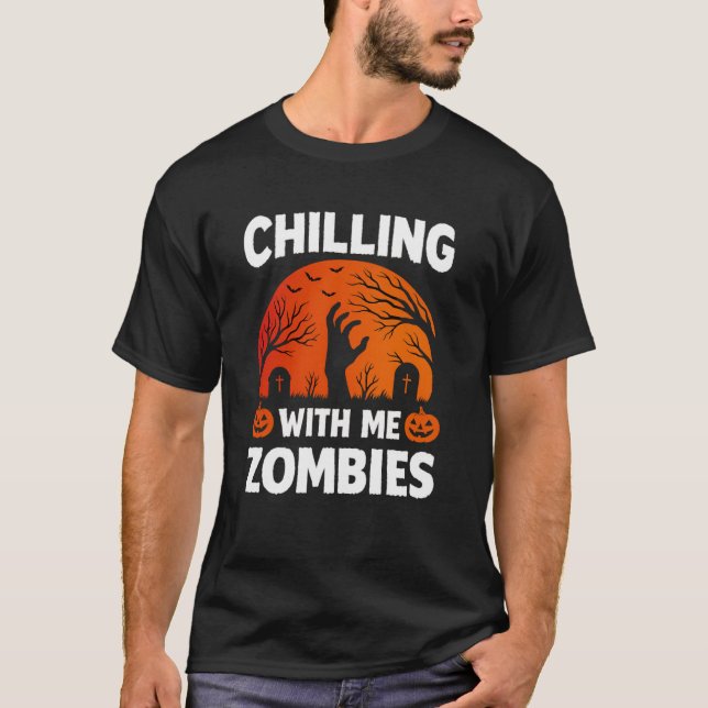 Camiseta Designs Assustadores _ Roupas Únicas de Halloween (Frente)