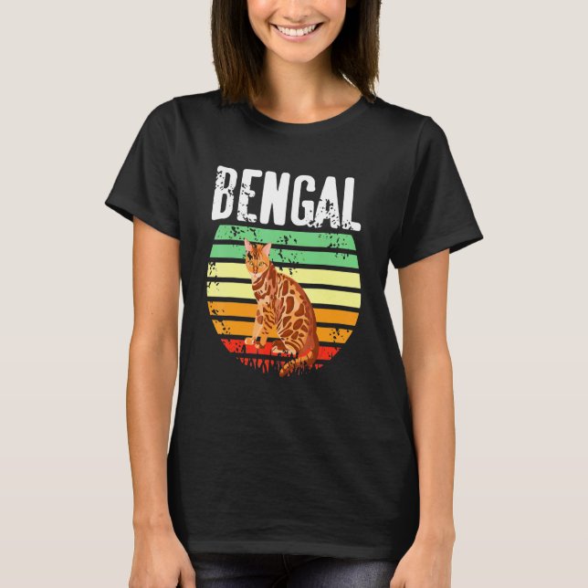 Camiseta Designs de Gato de Bengala Retroativa Presentes (Frente)