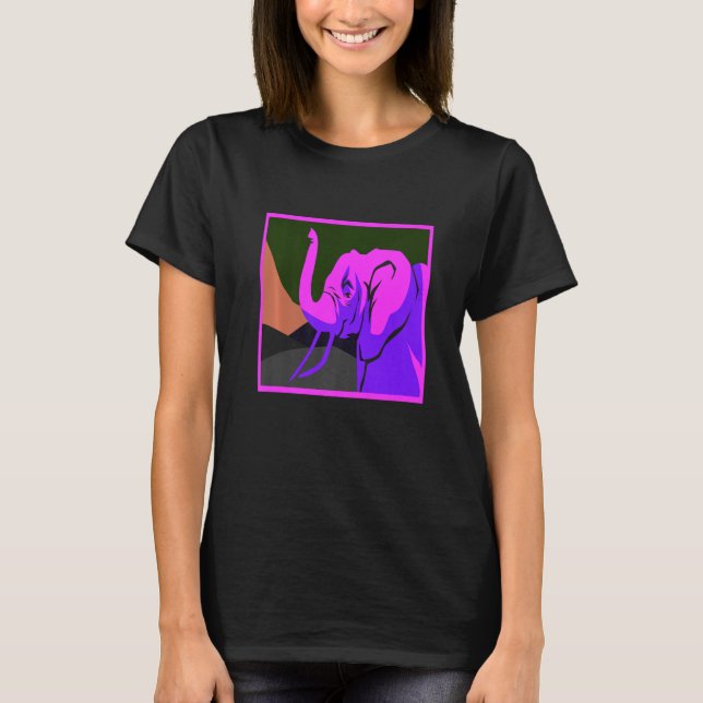Camiseta Designs de Onda de Vapor de Elefante Incrível Pres (Frente)
