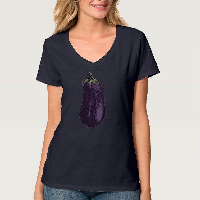 Camiseta Designs Engraçadas De EggPlant Para Frutas Vegetal (Frente)