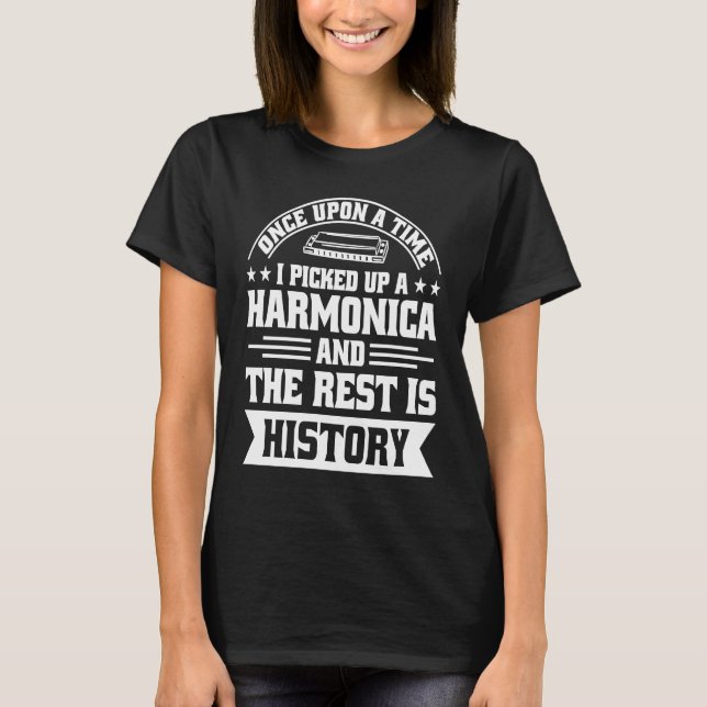 Camiseta Designs Harmonica Player & Mouth Harp Para Harmoni (Frente)
