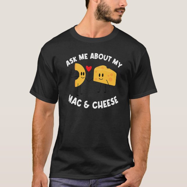 Camiseta Designs Mac E Queijo Para Mulheres Masculinas Comi (Frente)