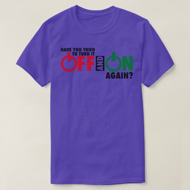 Camiseta desligue e ligue novamente (Frente do Design)
