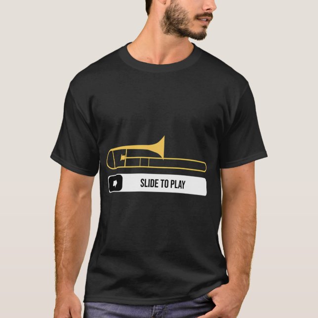 Camiseta Deslize Para Tocar Presente Para Músico de Trombon (Frente)