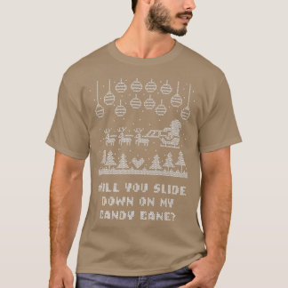 Camiseta Deslize-se para baixo em minha Piada de Natal Cand