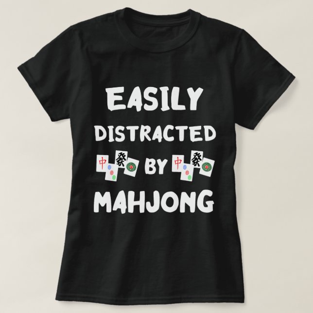 Camiseta Deslocado Facilmente Por Azulejos De Mahjong Cards (Frente do Design)