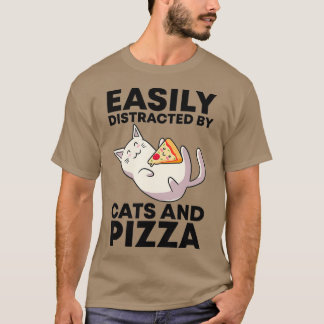 Camiseta Deslocado Facilmente Por Gatos E Pizza Kawaii Cat
