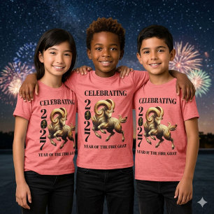 Camiseta Deslumbrante Ano Novo Chinês Vermelho Dourado do B