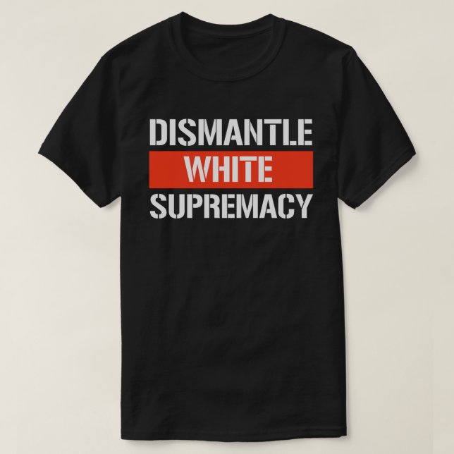 Camiseta Desmantelar o adesivo retangular supremo branco (Frente do Design)