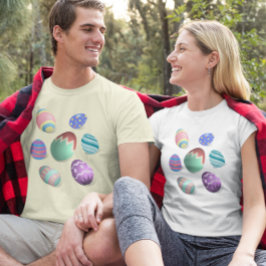 Camiseta Desorativa Colorida De Ovos Em Páscoa Divertida