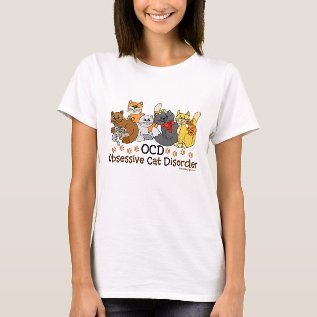 Camiseta Desordem obsessiva do gato de OCD (Frente)