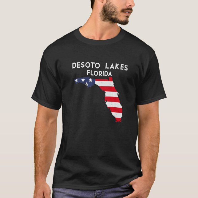 Camiseta Desoto Lagos Flórida EUA Estado América Viagem Flo (Frente)