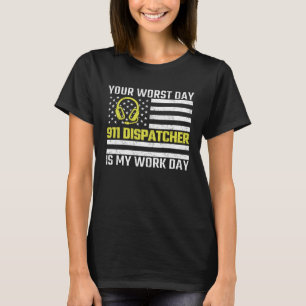 Camiseta Despachante 911 Bandeira dos EUA Linha Dourada Fin