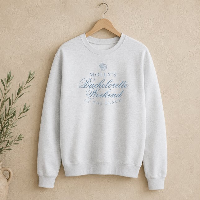 Camiseta Despedida de Solteira Concha Azul Costeira (Coastal Blue Seashell Bachelorette Sweatshirt)