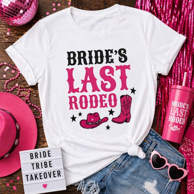 Camiseta Despedida de Solteira Country Rosa Último Rodeio d (Criador carregado)