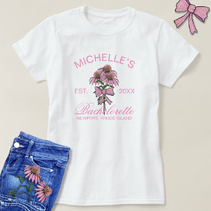 Camiseta Despedida de Solteira Floral Rosa Moderna Bach