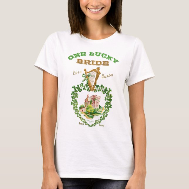 Camiseta Despedida de Solteira Irlandesa Uma Noiva Sortuda (Frente)