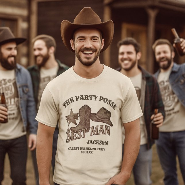 Camiseta Despedida de Solteiro Cowboy Festa do Melhor Homem (Criador carregado)