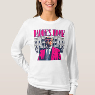 Camiseta Despejo de Pai para casa, cor-de-rosa, com manga l