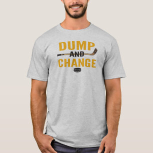 Camiseta Despejo e mudança de hóquei em preto e Dourado