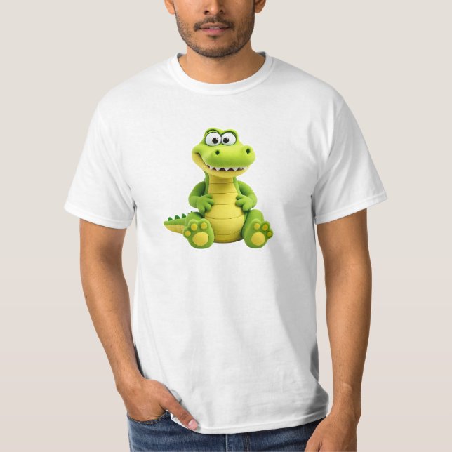 Camiseta Dessin d’un crocodile rigolo. (Frente)