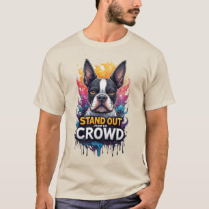 Camiseta Destacar-se da Multidão: Boston Terrier Colorido