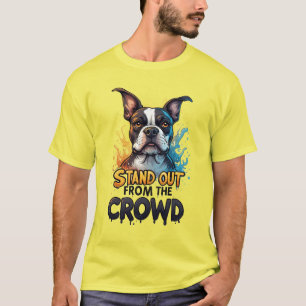 Camiseta Destacar-se da Multidão: Boston Terrier Colorido