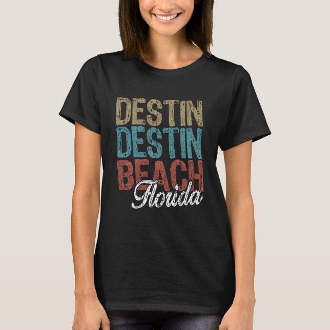 Camiseta DESTIN BEACH Florida HIBISCUS & SCRIPT Three Tone  (Frente)