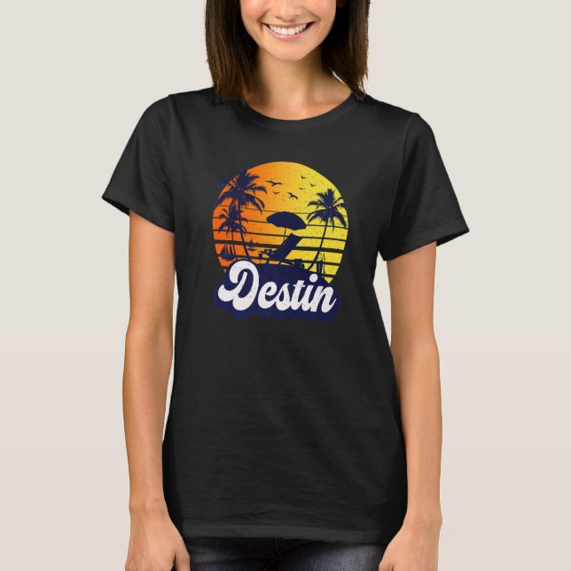 Camiseta Destin Florida Sunset Beach Retro Premium (Frente)