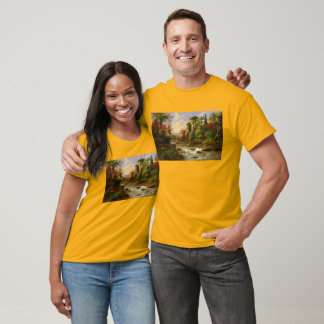 Camiseta Destino de Robert Duncanson do rio da floresta da
