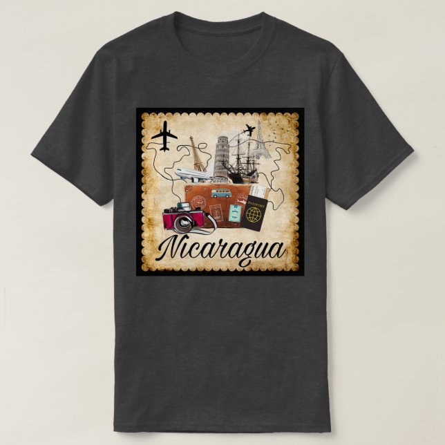 Camiseta Destino do Viagem de Souvenir na Nicarágua (Frente do Design)