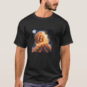 Camiseta Destino Montanha Lava Fogo Vulcão Bitcoin