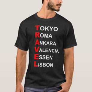 Camiseta destinos de viagem