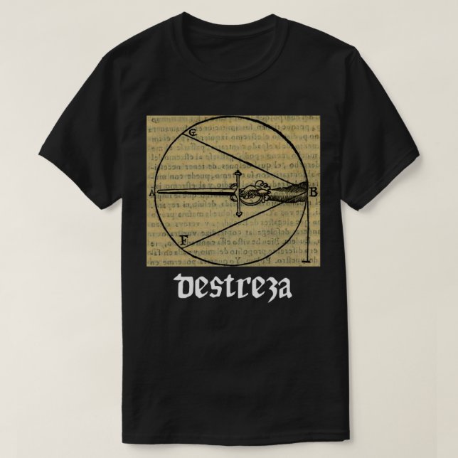 Camiseta Destreza Carranza Rapier Plate Europeu Histórica (Frente do Design)